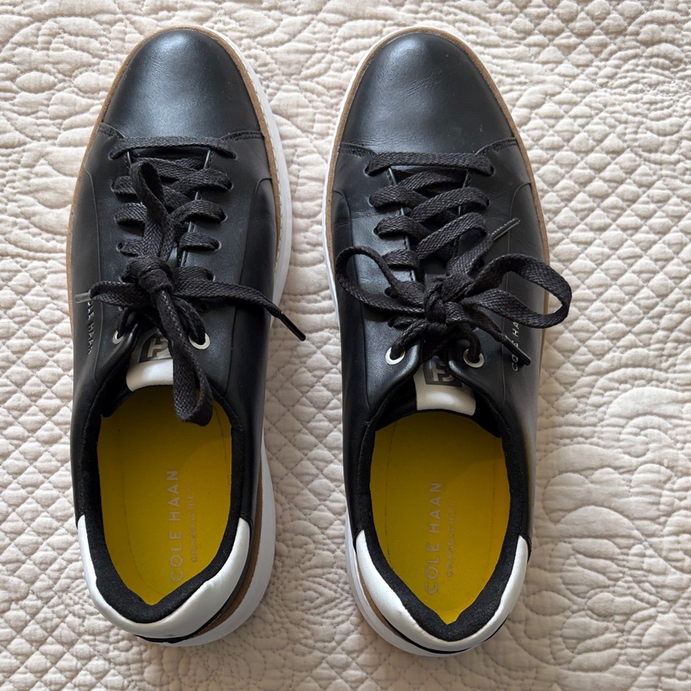 Cole Haan Women’s GrandPro Black and White Leather Sneakers - Picture 2 of 6